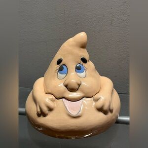 Source Unknown Tan Cartoon Face Cookie Jar